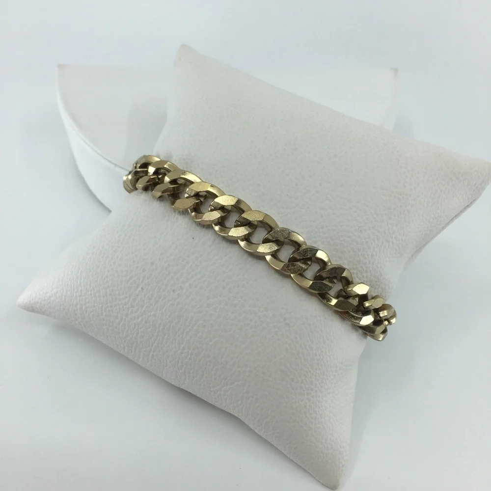 Chunky Gold Tone Chain Bracelet Double Curb Link Thick Heavy Unisex